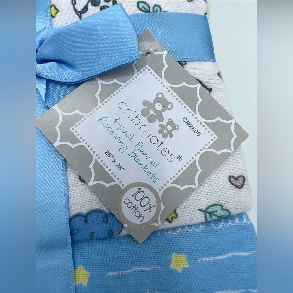100% COTTON 4 PACK RECEIVING BLANKETS - Picture 2 of 7
